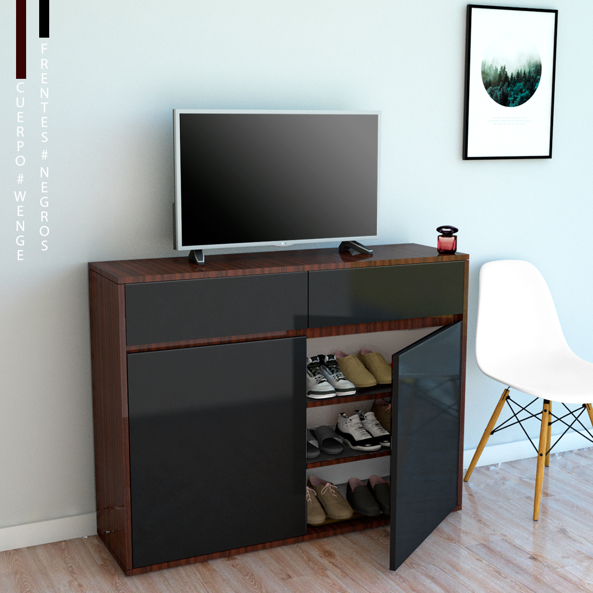 Mueble de TV Minimalista y Organizador